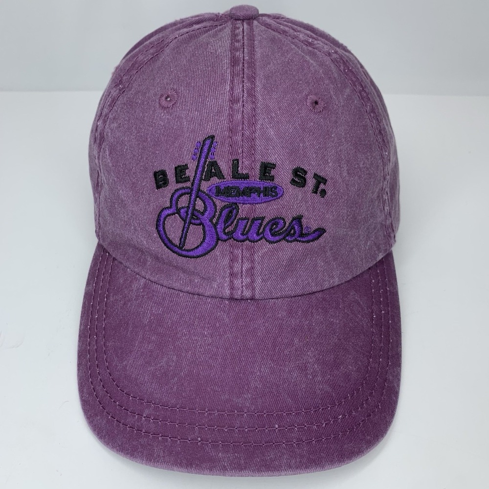 Beale St Memphis Blues Hat Burgundy Adustable OSFM Strapback Baseball Cap